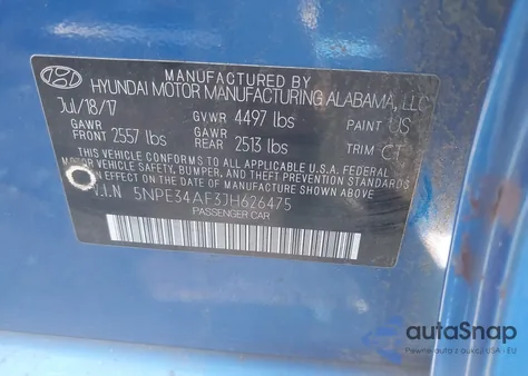 2018 Hyundai Sonata Sport z USA, uszkodzony, nr VIN 5NPE34AF3JH626475